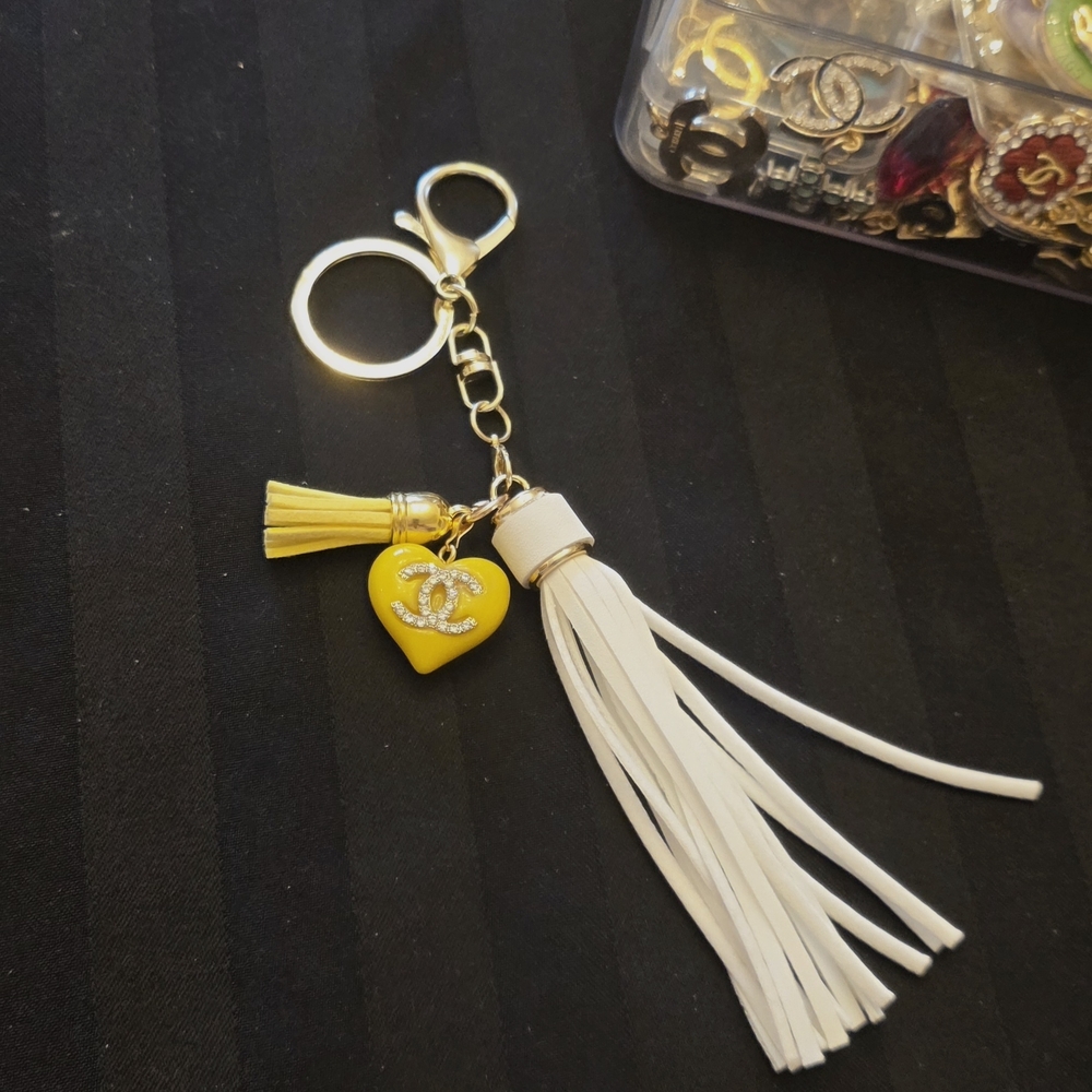 Handmade Custom One-of-a-Kind upcycled Chanel Charm Keychain. - Picture 4 of 10